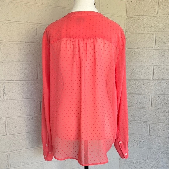 J. Crew Sheer Coral Swiss Dot Buttoned Blouse - Picture 6 of 11